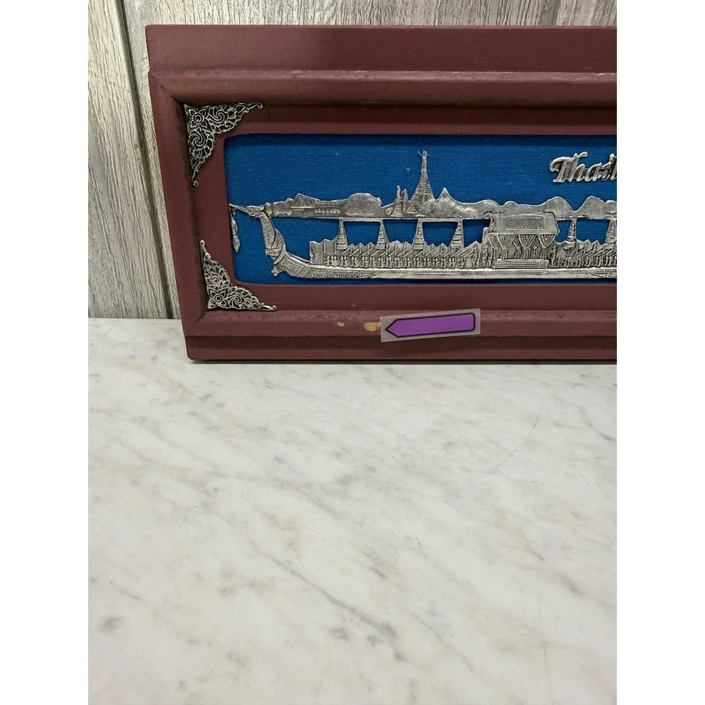 Vintage Thailand Siamese Rosewood Chopstick Set 6 Pairs Rests Royal Barge Box